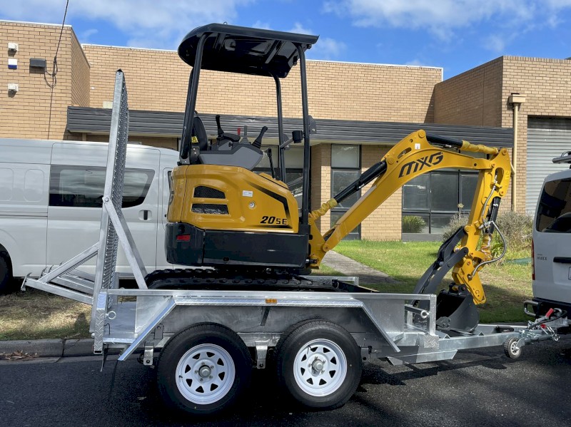 MXG XE20SE-2 excavator attachments package plus plant trailer prices---$34,990 incl gst with 1 year rego.