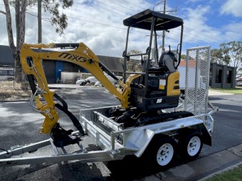 MXG XE20SE-2 excavator attachments package plus plant trailer prices---$34,990 incl gst with 1 year rego.