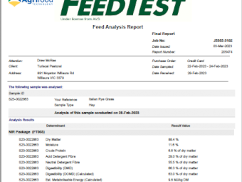 Italian Rye Pasture Hay, Cut Dec 2022.