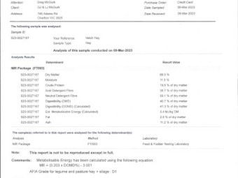 100mt Vetch Hay 550kg 8x4x3 Bales