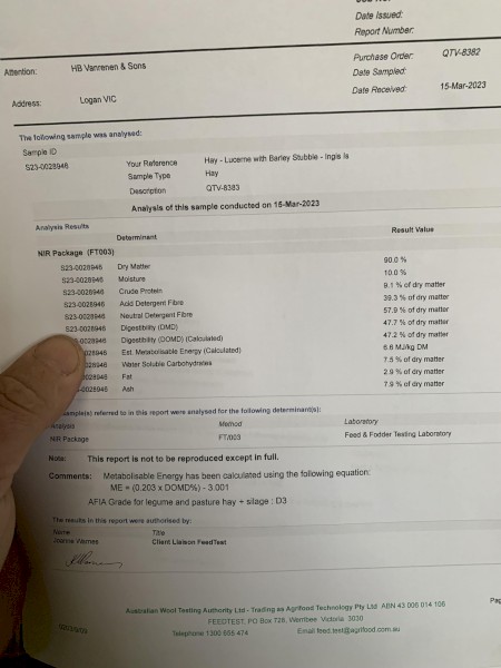 58mt Lucerne Hay Barley Straw Mix (Inglis Island) 22/23 Season