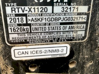 RTX 1120D kabota side by side.