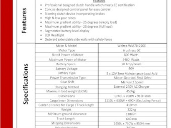 Mini Dumper/Transporter Tracked Electric 450kg