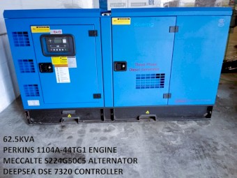 62.5KVA Perkins/Meccalte Silenced Diesel Generator 3 Phase 415V
