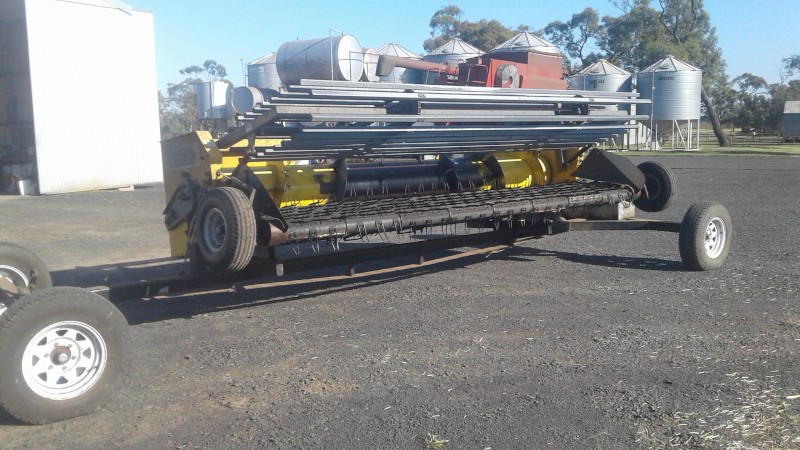 13ft Phillips Rollerdown Pickup Canola Front with Trailer