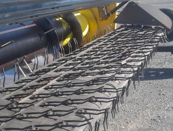 13ft Phillips Rollerdown Pickup Canola Front with Trailer