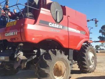 2012 Case IH 8230 Header + NH 8400C 35ft Front with trailer.
