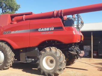 2012 Case IH 8230 Header + NH 8400C 35ft Front with trailer.