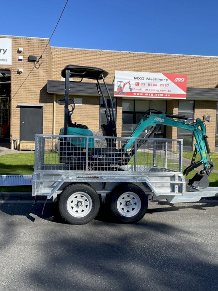MXG XE13SE+ATTACHMENT PACKAGE+CAGE TRAILER WITH FREE RAMPS AND SPARE TYRE