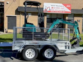 MXG XE13SE+ATTACHMENT PACKAGE+CAGE TRAILER WITH FREE RAMPS AND SPARE TYRE