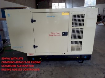 Kusing 50KVA Cummins/Stamford Silenced Diesel Generator 415V + ATS