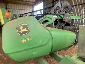 2012 John Deere D450 Swather & John Deere 640D Draper Front and Trailer