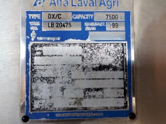 1999 Alfa Laval 7500L Milk Vat