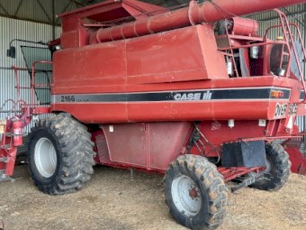 Case 2166 with 1020 Flex Front & Trailer