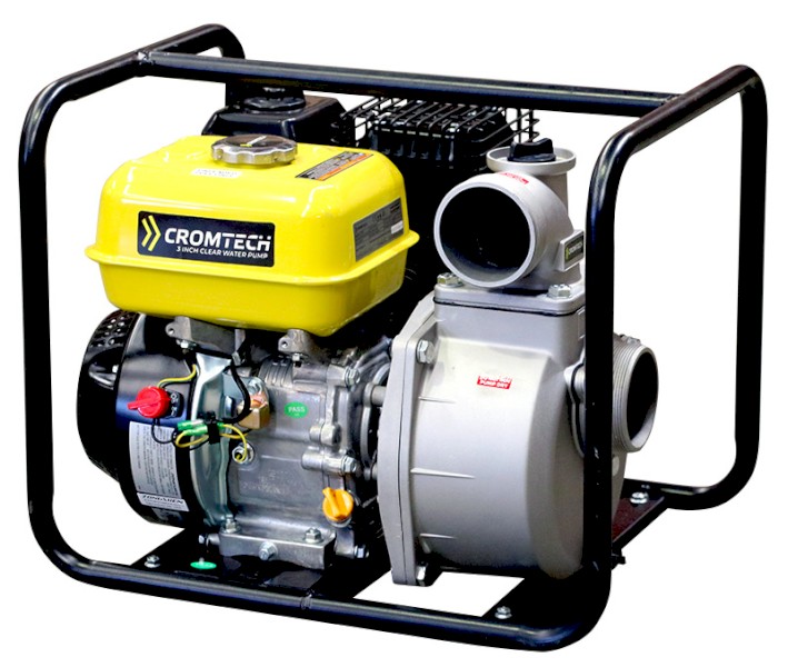Cromtech by Crommelins 6HP Petrol Engine 3 Inch with 2 Inch Tails Clear Water Transfer Pump