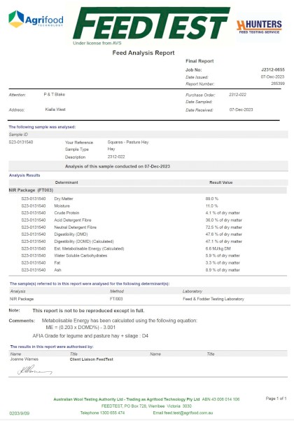 Organic native grass hay.