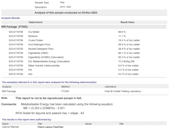 Vetch Hay 550kg 8x4x3 Bales