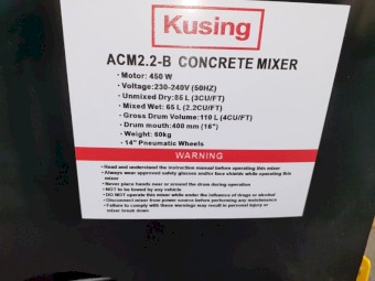 Kusing Electric Cement Mixer 2.2 Cubic Feet #ACM-2.2