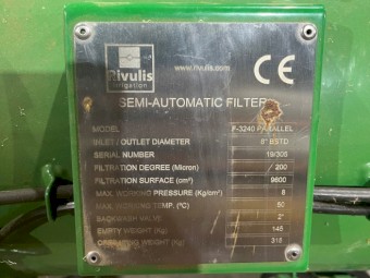 2020 Rivulus Semi-Automatic 200um filters 60 litres/sec