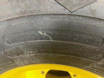 Goodyear 850/60R26CFO Rice Tyres and Rims x 2