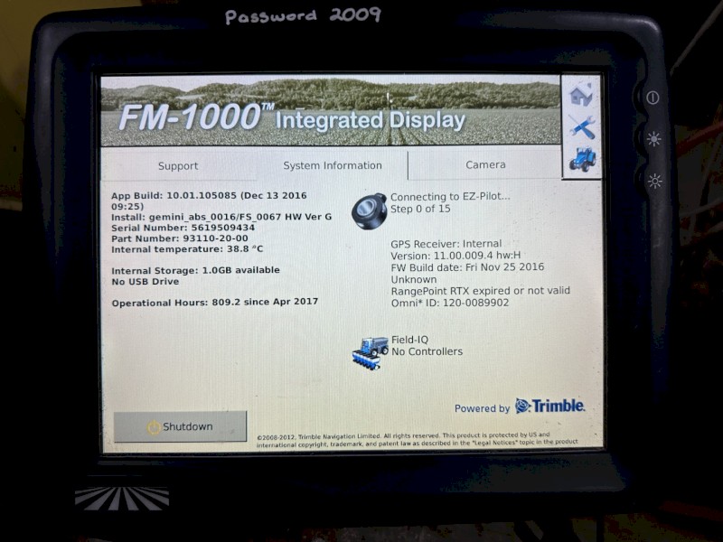 Trimble FM1000 guidance screen and 12-section switchbox