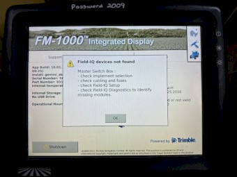 Trimble FM1000 guidance screen and 12-section switchbox