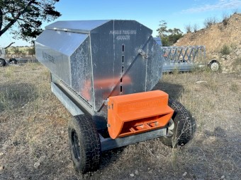 Aussie Feeders 4200LT grain lick feeder on heavy duty trailer