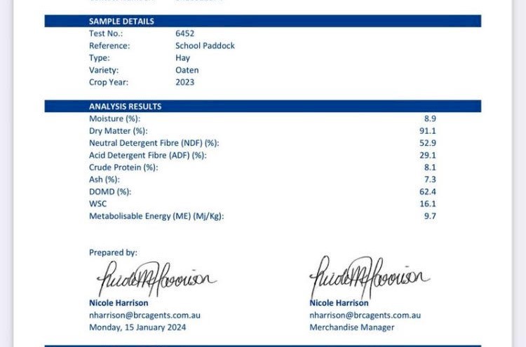85mt Oaten Hay 600kg 8x4x3 Bales