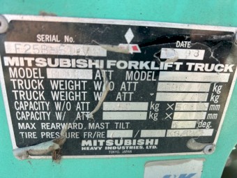 Mitsubishi fg15 1.5 ton forklift petrol/lpg with side shift 