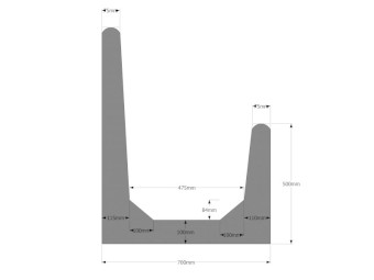 Concrete Customisable Height Feed Troughs 700 wide x 4000 long for Cattle Feedlots - Ag-Crete