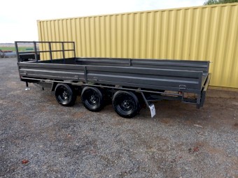 Tri-Axle 16 x 8 ft, Flat top, Drop sides, 3500 Kgs Trailer 