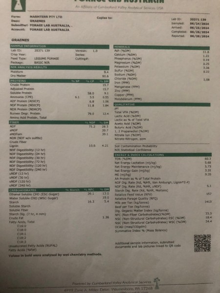 23 Season 140mt Vetch Hay approx 210 bales 8x4x3 Bales shedded approx 660 kgs