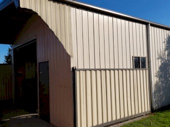 Shed with roller door and lights 
