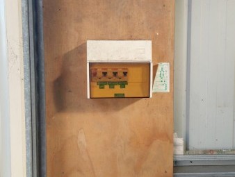 Shed with roller door and lights 