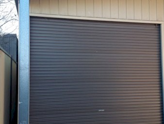 Shed with roller door and lights 