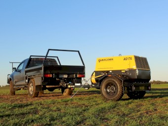 New Bruder agricultural farm compressor AG176 on heavy-duty trailer