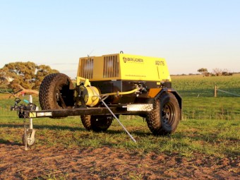 New Bruder agricultural farm compressor AG176 on heavy-duty trailer