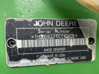 2011 John Deere 640D Hydra-Float Draper Front