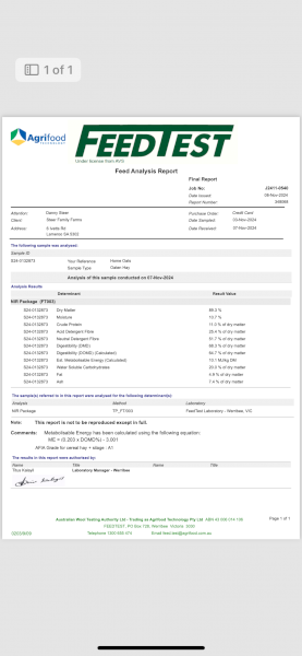 630mt Oaten Hay 700kg 8x4x3 Bales