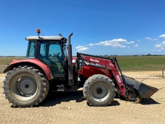 2010 MASSEY FERGUSON 5465 TRACTOR WITH LOADER BUCKET FORKS