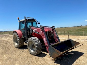 2010 MASSEY FERGUSON 5465 TRACTOR WITH LOADER BUCKET FORKS
