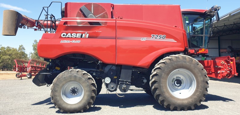 2021 Case IH 7250 Combine with 2021 Macdon D140 Front & Trailer