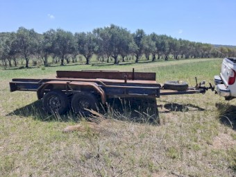 TANDEM TRAILER  CAR TRAILER 2000X3440 TRAY ON FARM AS IS WHERE IS