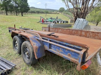TANDEM TRAILER  CAR TRAILER 2000X3440 TRAY ON FARM AS IS WHERE IS