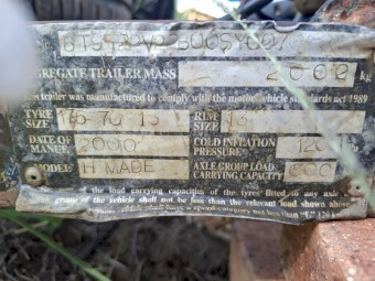 TANDEM TRAILER  CAR TRAILER 2000X3440 TRAY ON FARM AS IS WHERE IS