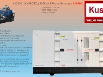 Kusing 100KVA  4 Pole Brushless Silenced Diesel Generator 3 Phase 415V + ATS