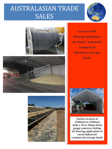 Conveyor Belt Flooring application for Rural / Industrial Commercial Machinery Storage Sheds