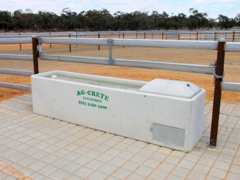 CONCRETE AG-CRETE FEEDLOT WATER TROUGHS 10' / 3M - ENCLOSED PLUMBING - AG-CRETE