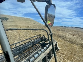 Claas Lexion 740 Header with 40ft Agco 9540 Flex Front and Agco Rake up Front