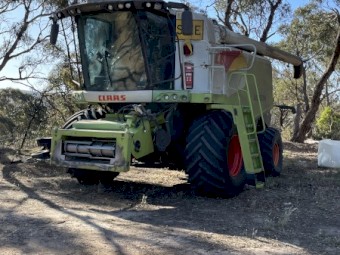 Claas Lexion 740 Header with 40ft Agco 9540 Flex Front and Agco Rake up Front